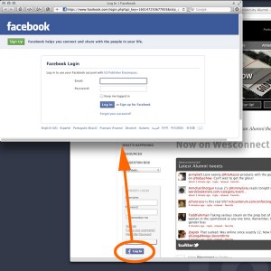 Facebook Log In popup window