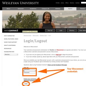 Wesconnect login page